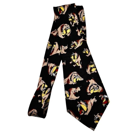 Steven Harris Looney Tunes Allover Bulldog Graphic Print Pattern Tie Necktie - Picture 2 of 4